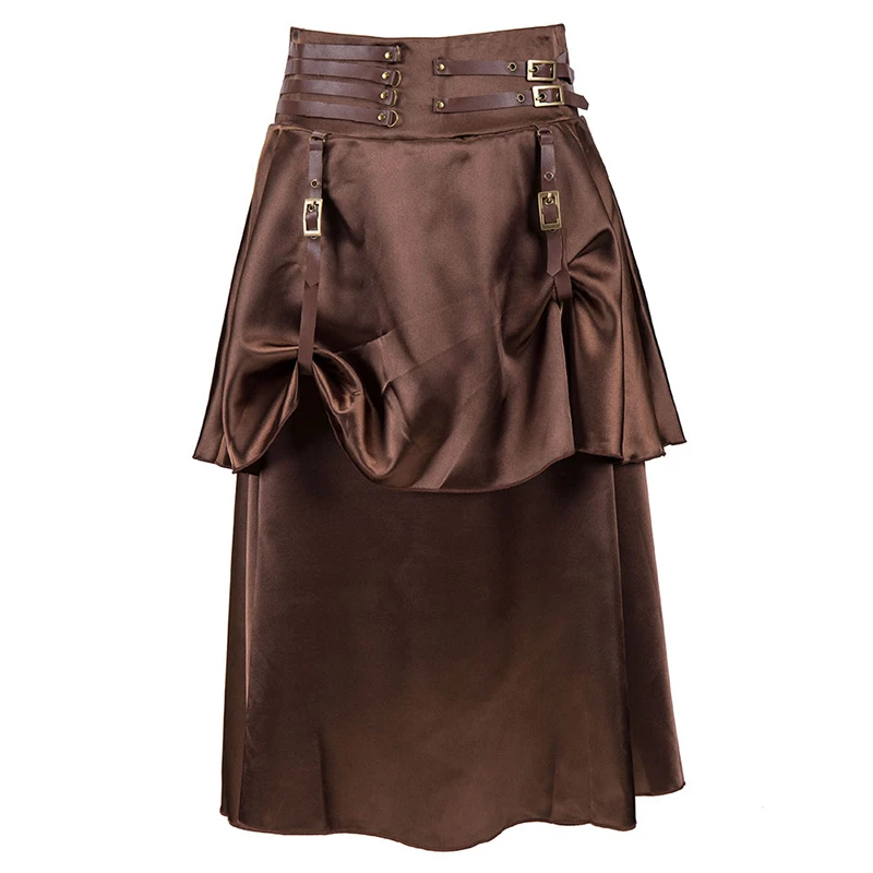 

2024 New Women's Short Skirt Brown Retro Pirate COS Skirt Gothic Steam Style Skirt Role Play Stage Performance Costume Clothes