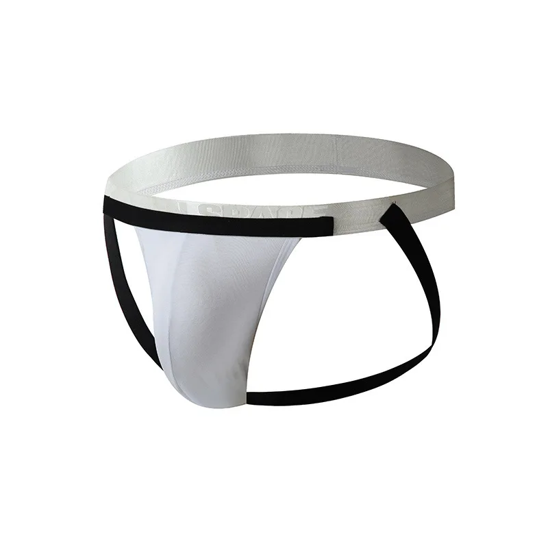 Men's Contrast Color Cotton Jockstrap - Sexy Low Waist T-Back Underwear Youth Fashion U Convex Pouch Underpants Daily Panties