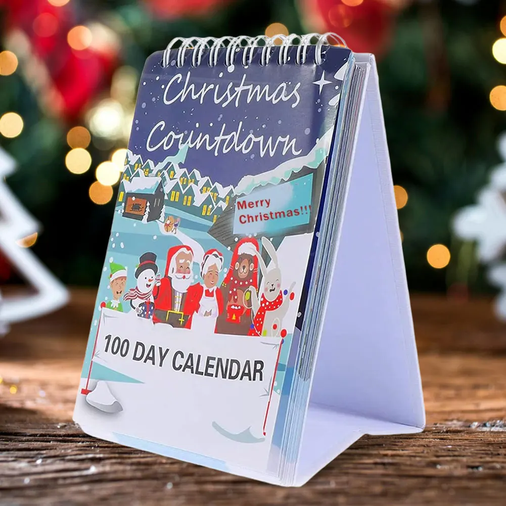 100 Day Christmas Countdown Calendar 2025 Tear Off Xmas Desktop Advent Calendars for Table Centerpieces Desk Wall Decorations