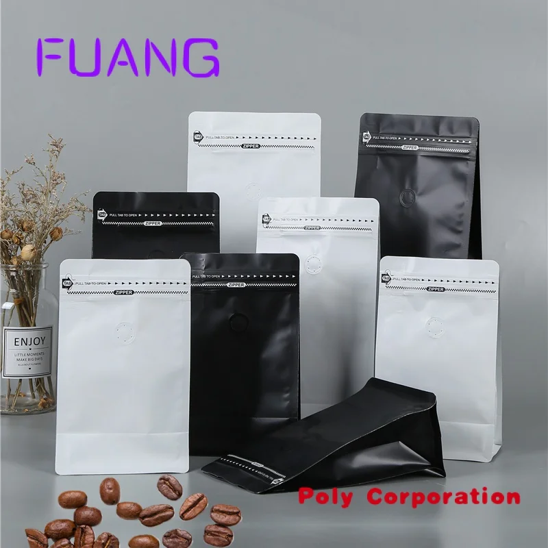 Custom  Free Sample Resealable 1kg 500g 250g Matt Flat Bottom Black Plastic Aluminum Foil Pack Coffee Bag With Valve And Zipper