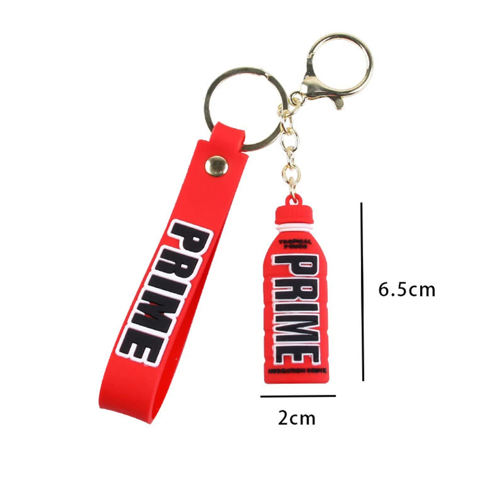 Cartoon Prime Hydration Drink Keychain For Women Soft Rubber Beverage Car Key Chains Bag Charms Couple Keyring Children Gift