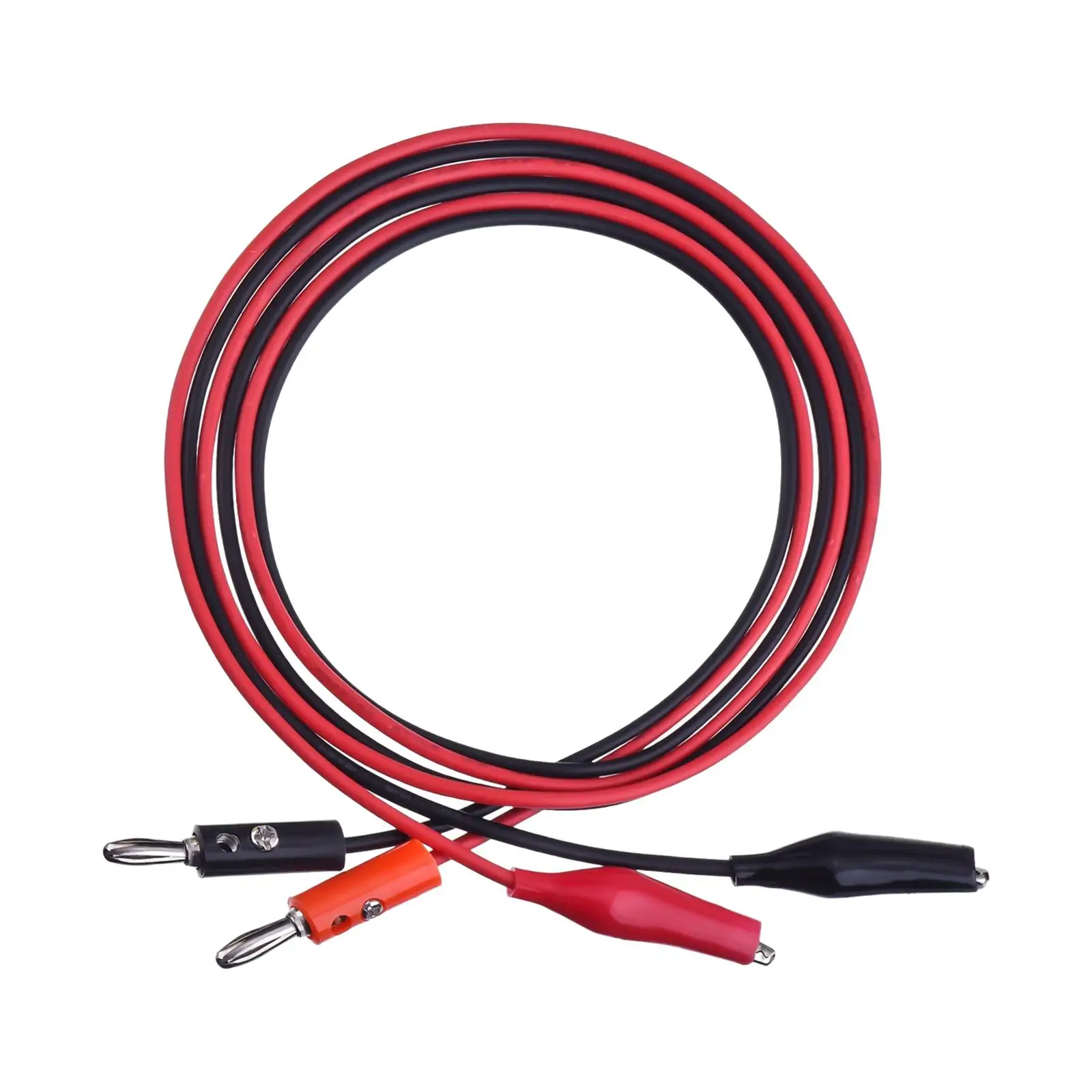 قابس الموز إلى خط اختبار الطاقة بمشبك التمساح، 2 قابس باللونين الأحمر والأسود إلى مشبكين، بطول 1 متر