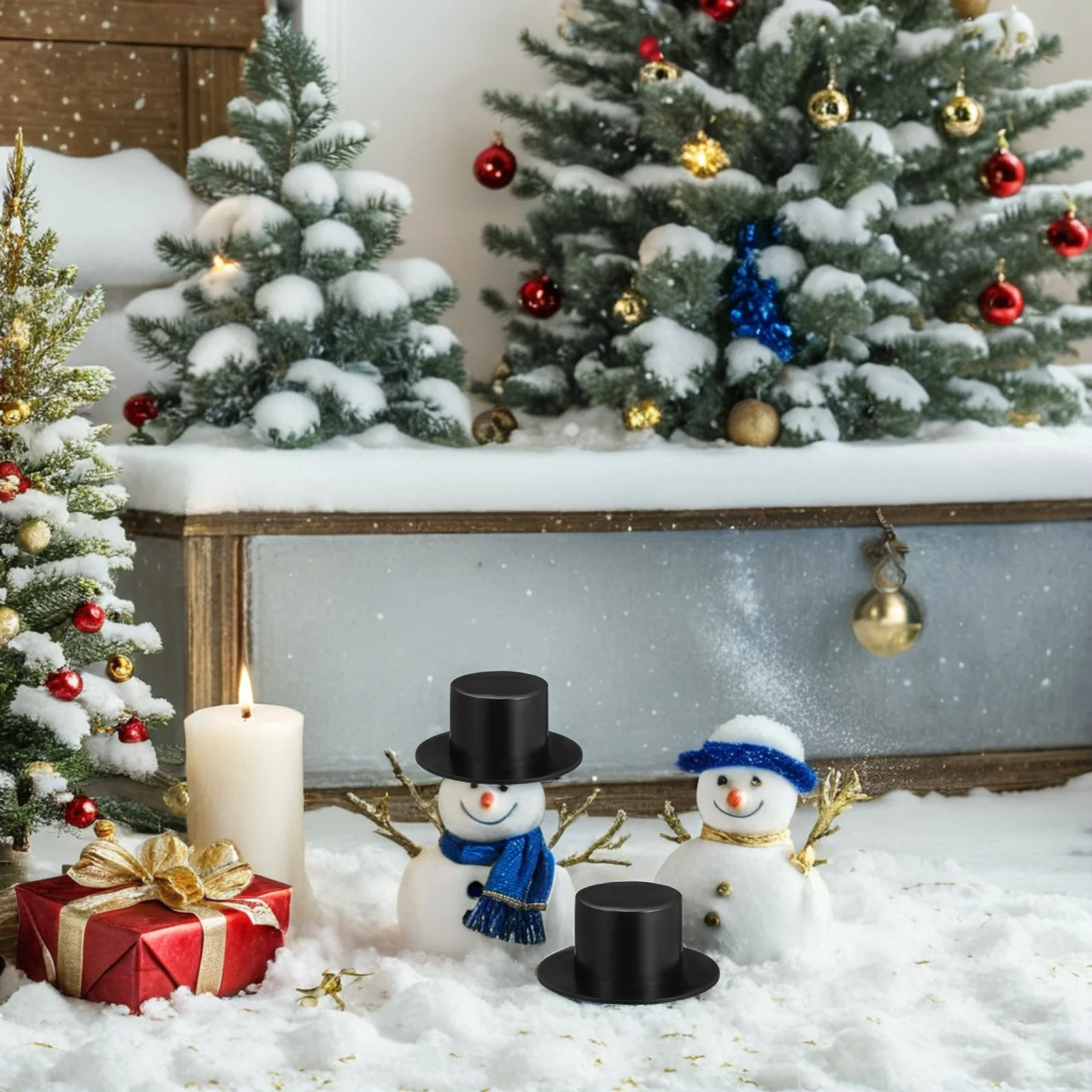 

FUNOMOCYA 50pcs Mini Top Hat Headband for Christmas Craft Party Decor LED Snowman