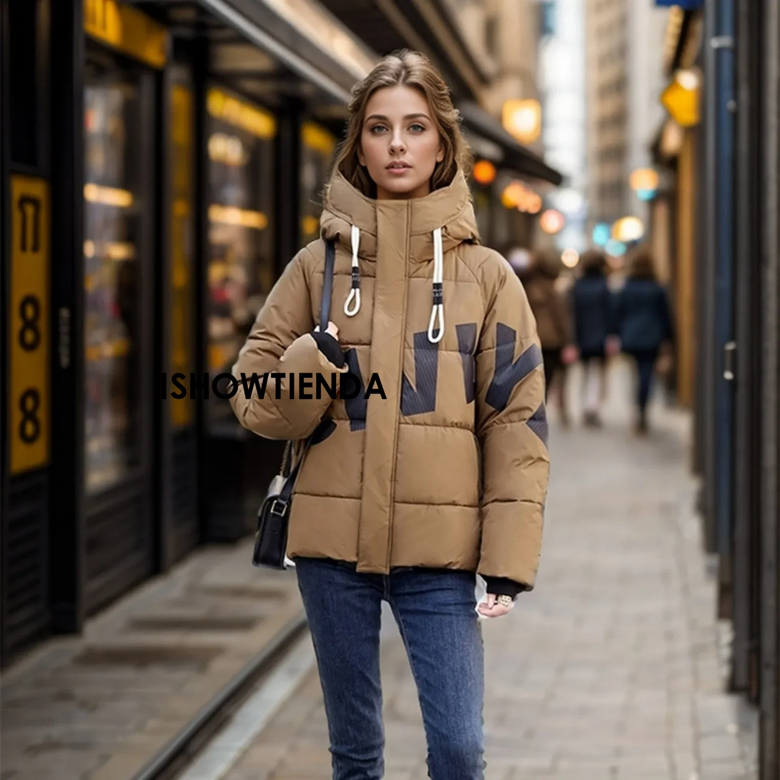 Thicken Jacket Letter Graphic Women Winter Coat Unisex Oversize Parkas Jacket Korean Coat Warm Baggy Casual Jackets Feamle Y2k