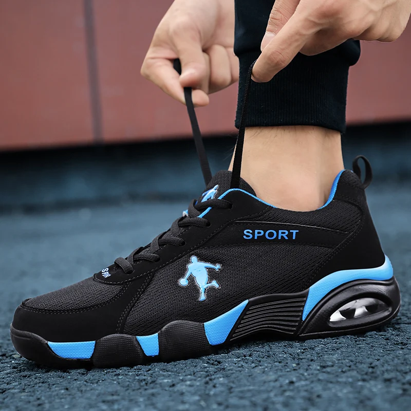 Sapatos para homens respirável sapatos casuais tênis masculinos verão luz malha almofada de ar sapatos esportivos ao ar livre rendas até tênis de treinamento