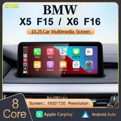 Android 13 10,25 cala Bezprzewodowy AUTO CarPlay Dla BMW X5 F15 X6 F16 Ekran nawigacji Aktualizacja ID8 Samochodowy system centralny multimedialnego