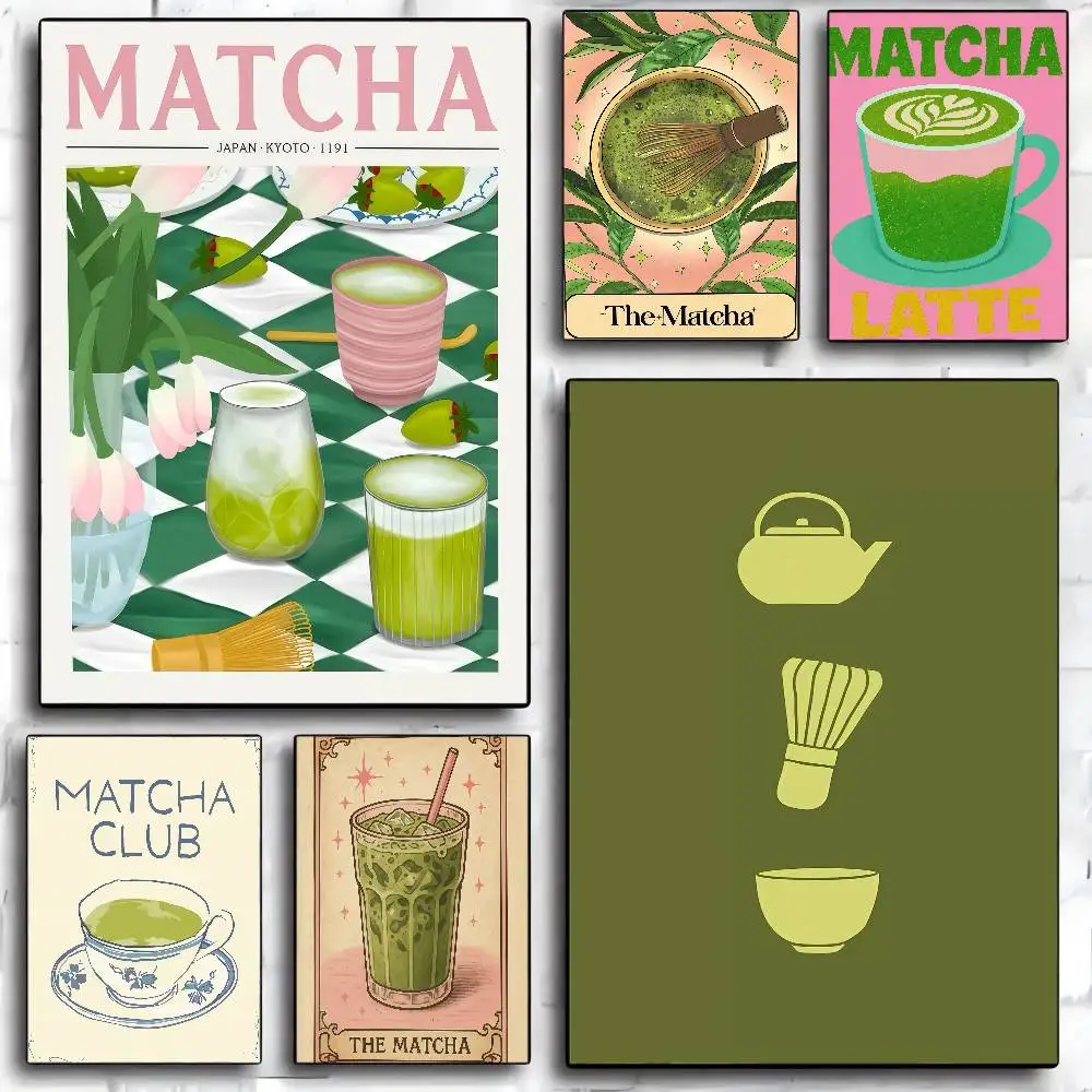 Japanese MATCHA CLUB Self-adhesive Art Poster Retro Kraft Paper Sticker DIY Room Bar Cafe Stickers Wall Painting