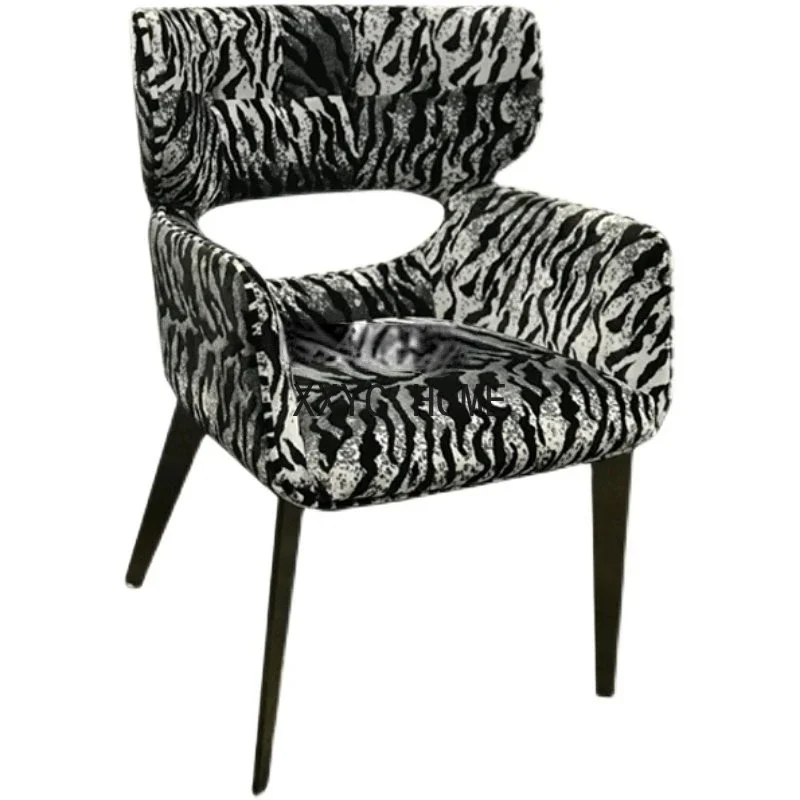 Leather Dining Chair Modern Simple Home Dining Table and Chair with Armrest