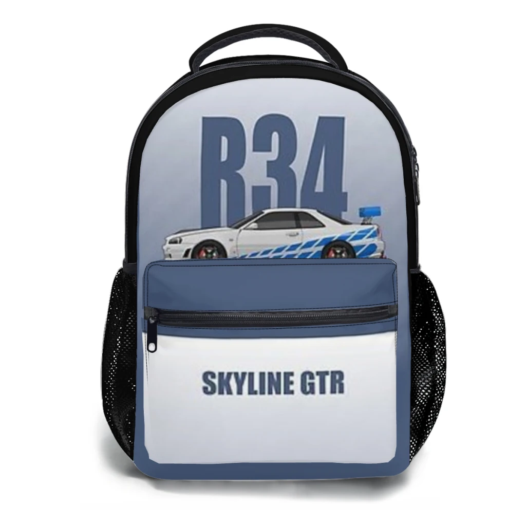 Skyline GTR R34 tas ransel, tas buku trendi kapasitas besar, Multi saku, bisa disesuaikan, kapasitas besar, tas ransel GTR R34, baru, modis