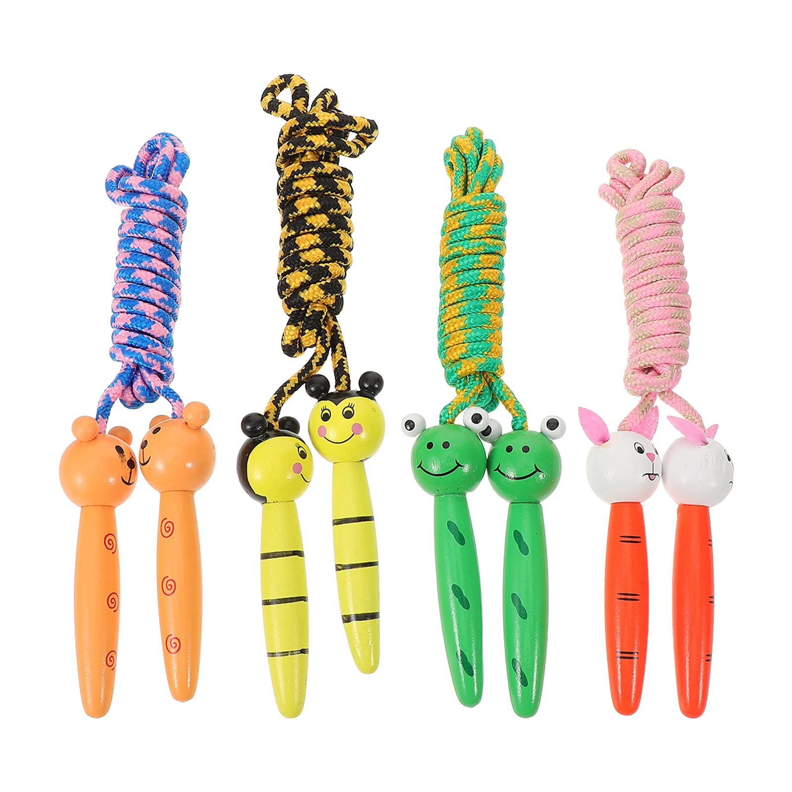 

4pcs Wooden Jump Rope For Kids Lightweight Skipping Rope With Ergonomic Handle Exercise Fitness Training Sport Outdoor Activity
