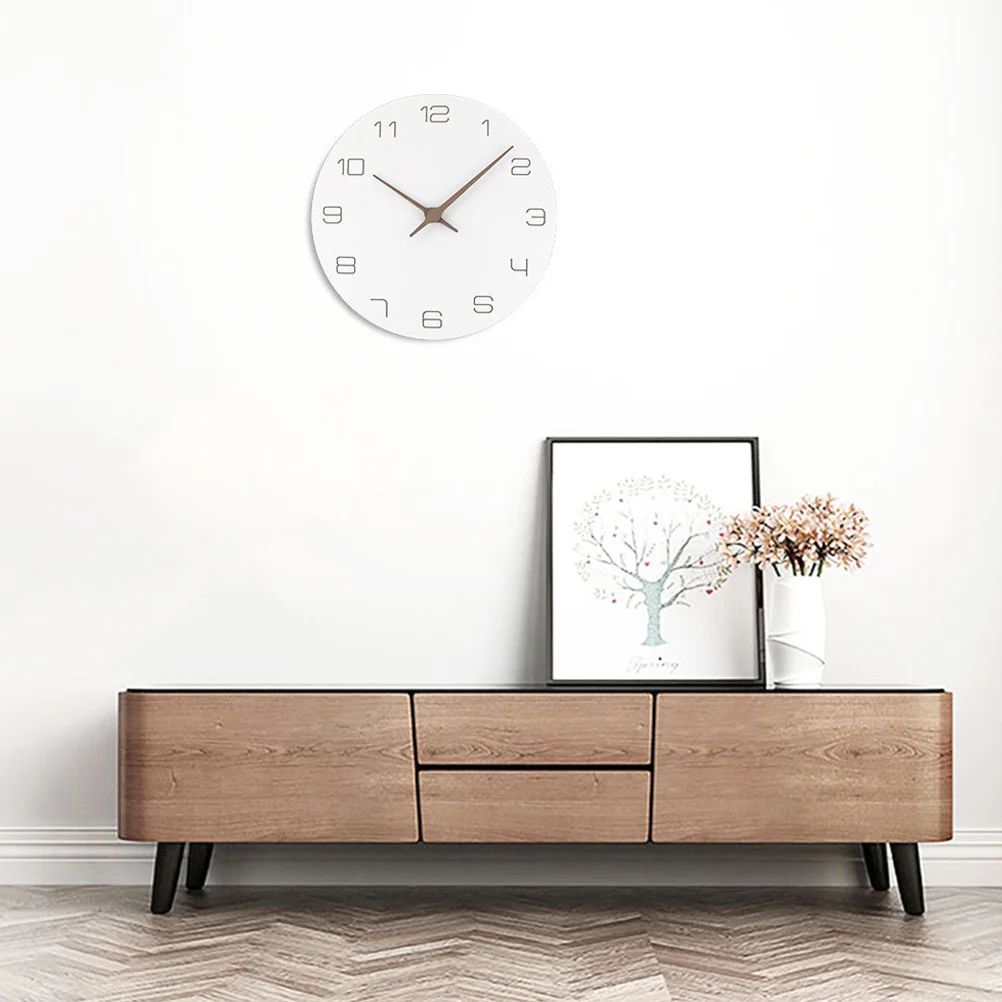 

Creative Wall Clock White MDF Wood Modern Home Office Living Room Bedroom Digital Clocks Silent Design Home Decor Wall Hangings