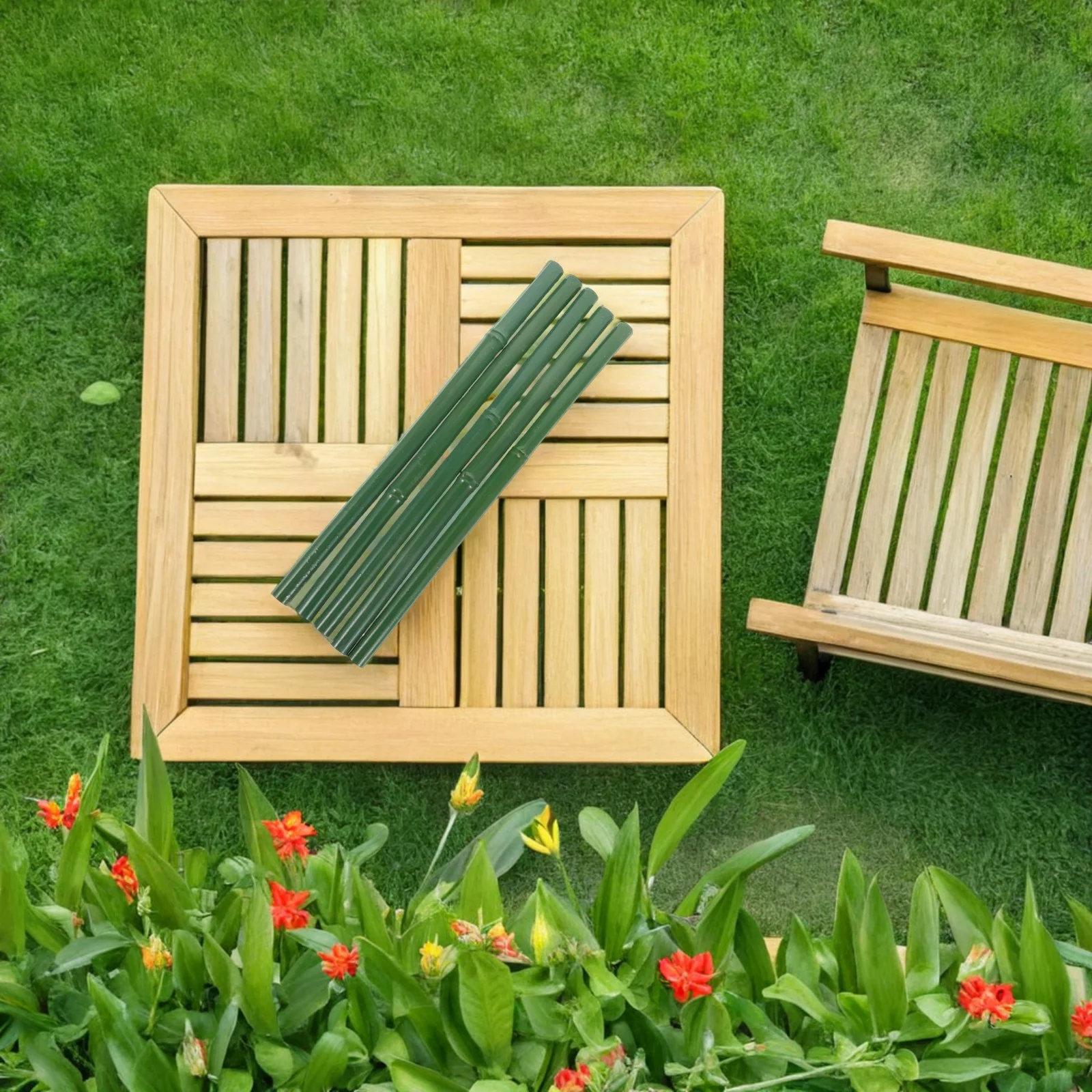 

5Pcs Simulated Bamboo Poles Realistic Lightweight Weather Resistant Artificial Bamboo Sticks Indoor Outdoor Plant Support Fence