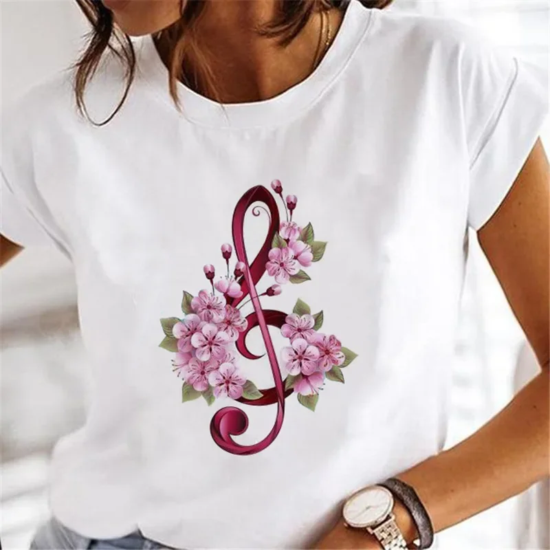 Women's Short-sleeved T-shirt Feather Fashion Print Instagram Base Shirt Women Clothes  Tops  Aesthetic Clothes Graphic T Shirts image 6