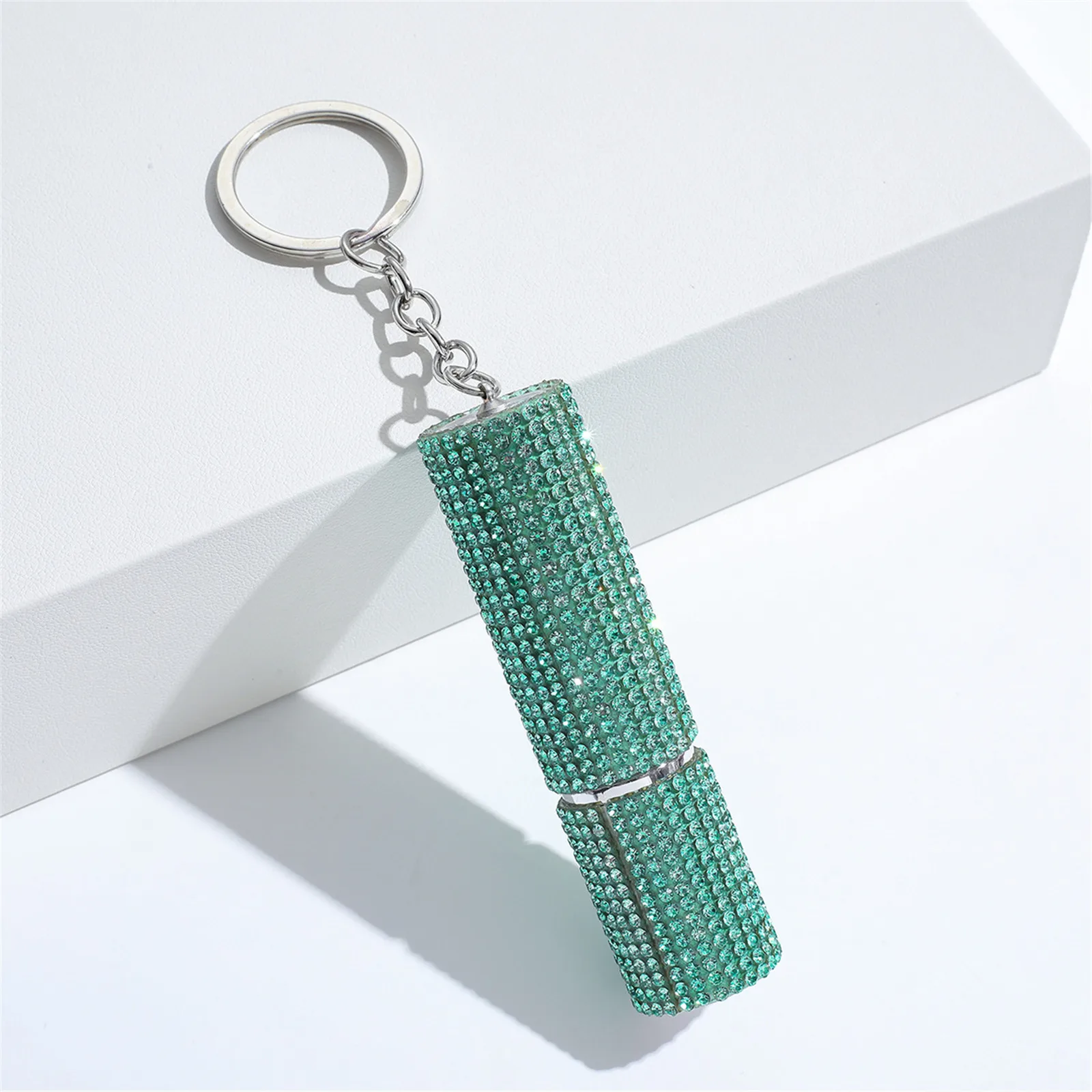 Diamond-Encrusted Creative Hot-Selling Girls Solid Color Perfume Bottle Keychain Exquisite Portable Push-Type Bottle New