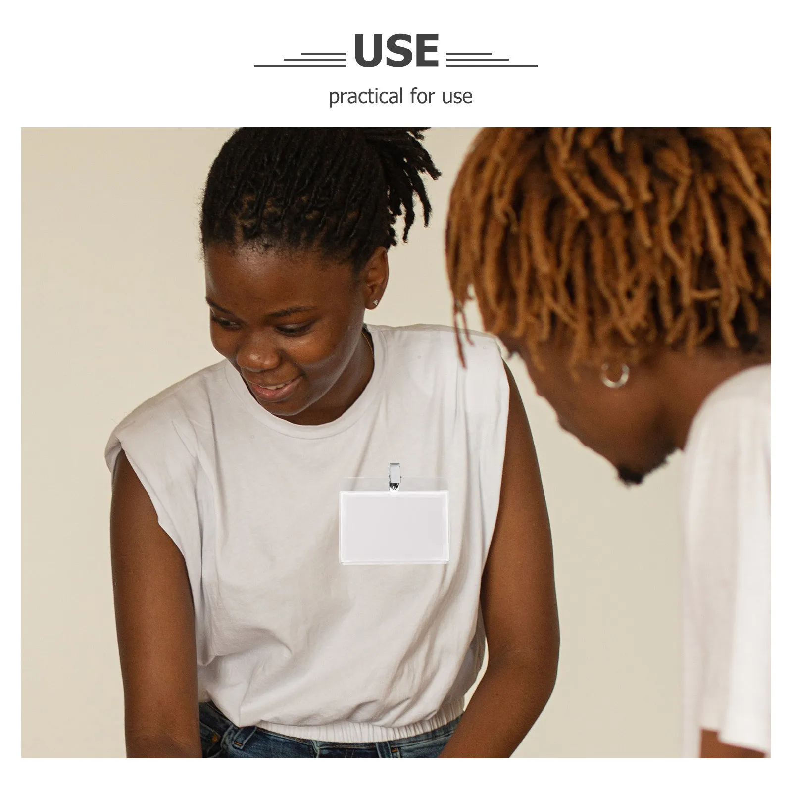 

5Pcs Work Badge Holder Horizontal Frosted Hard Plastic Slim Single Slot Name Tag Holder for Office School