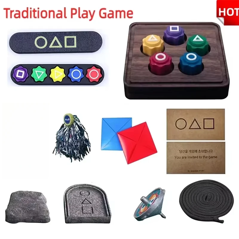 Gonggi Korean Traditional Party Game Combination Children's Stone Grabbing Model Square Circle Triangle Family Party Fun Gift