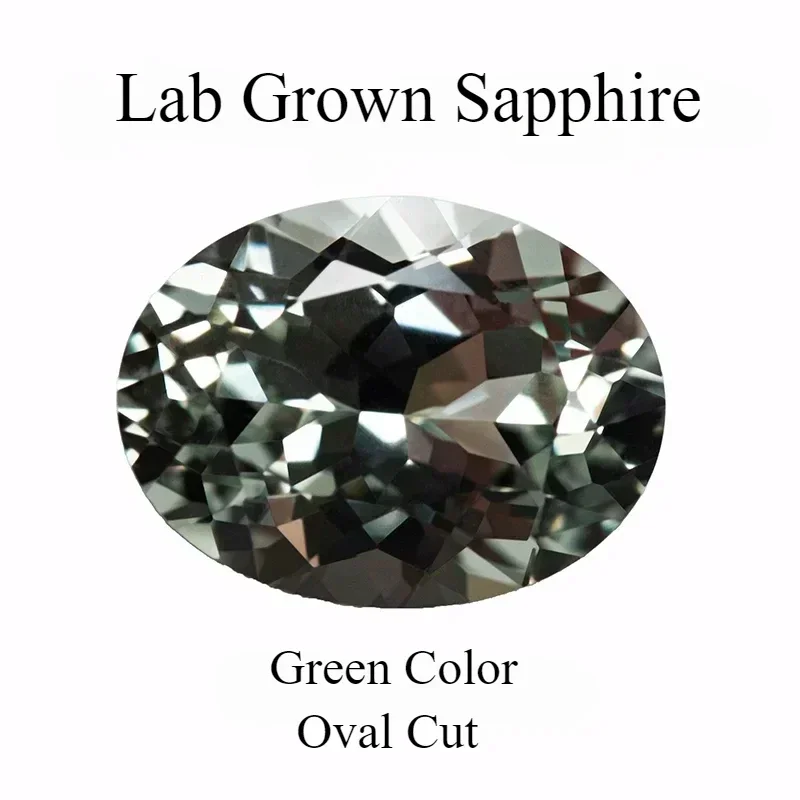 

L-Lab Grown Sapphire Green Color Oval Cut Charm Bead for Diy Jewelry Making Pendant Ring Gift Selectable Certificate