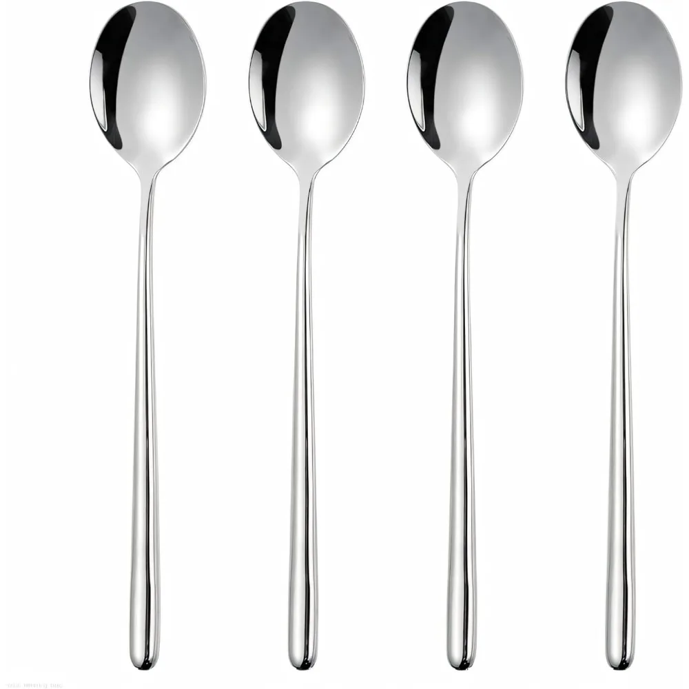 

Spoon,Stainless Steel Table Spoons,8.15 inch Long Handle Dinner Rice Soup Spoon Set for Home Kitchen Restaurant - 4 PCS