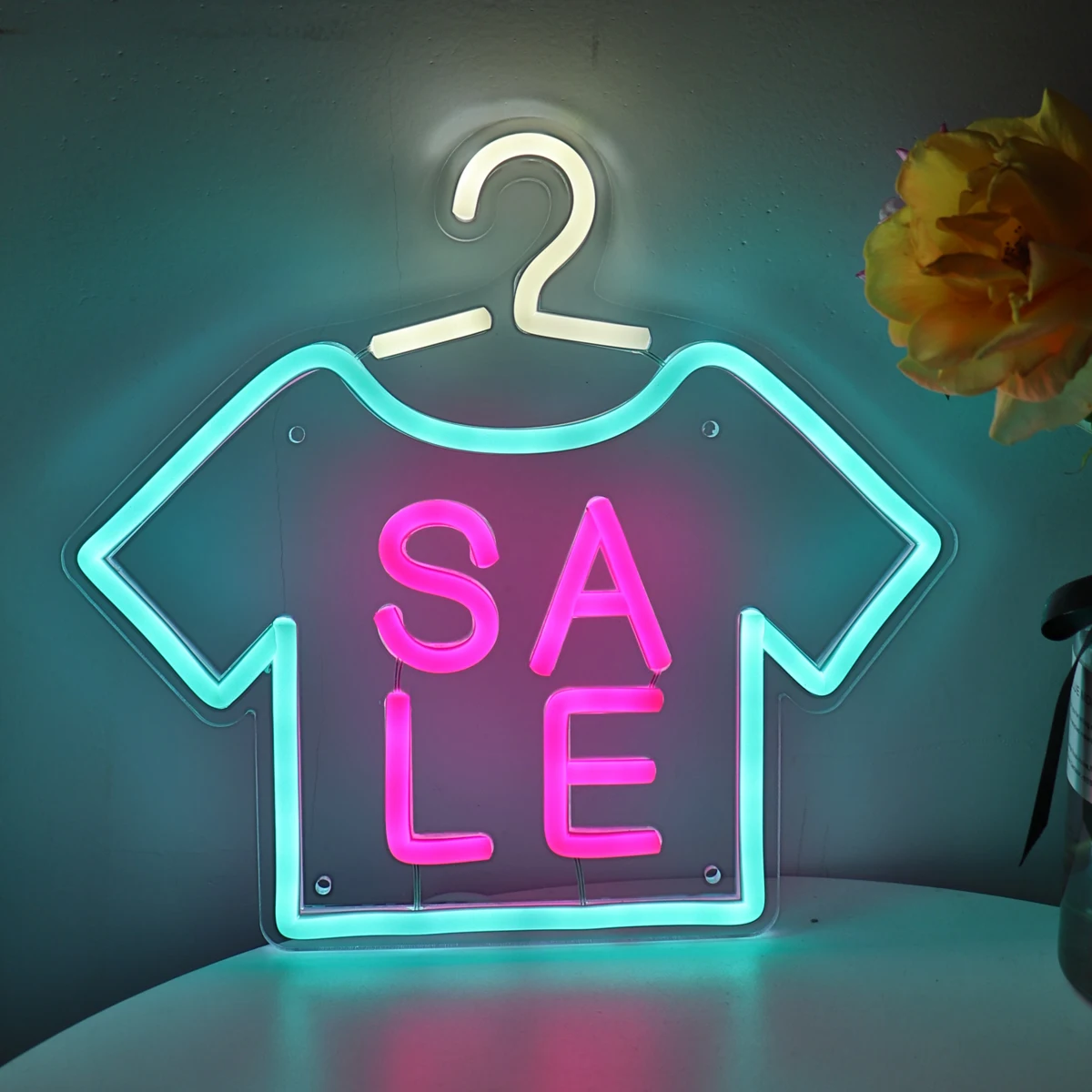 1PC T-Shirt With SALE Letter LED Neon Sign Light For Cloth Shop Room Event Pub Club Decoration 10.43''*9.65''