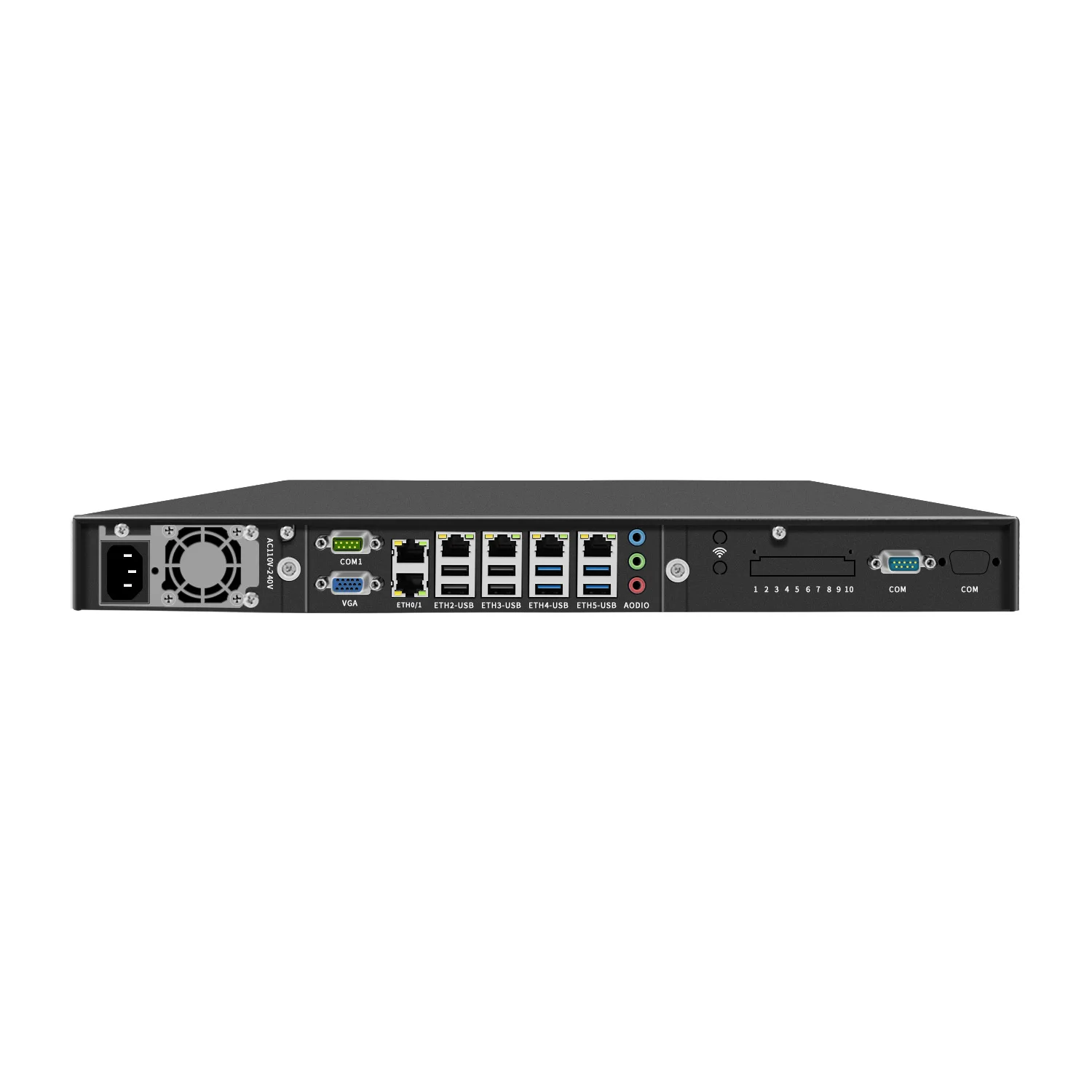 BKHD R9 C612 19 inch 1U Firewall Server LGA2011 ECC Geheugen Xeon E5-2650V4 E5-V3 V4 6*2.5G 6*USB RS232 Ondersteuning WIFI 4G VPN Linux