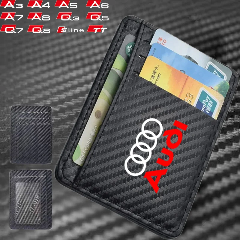 RFID Blocking Credit Card Holder Portable Leather Wallets for Audi Sline A1 A3 A4 A5 A6 A7 A8 Q2 Q3 Q5 Q7 Q8 TT S1 S3 RS5 RS6