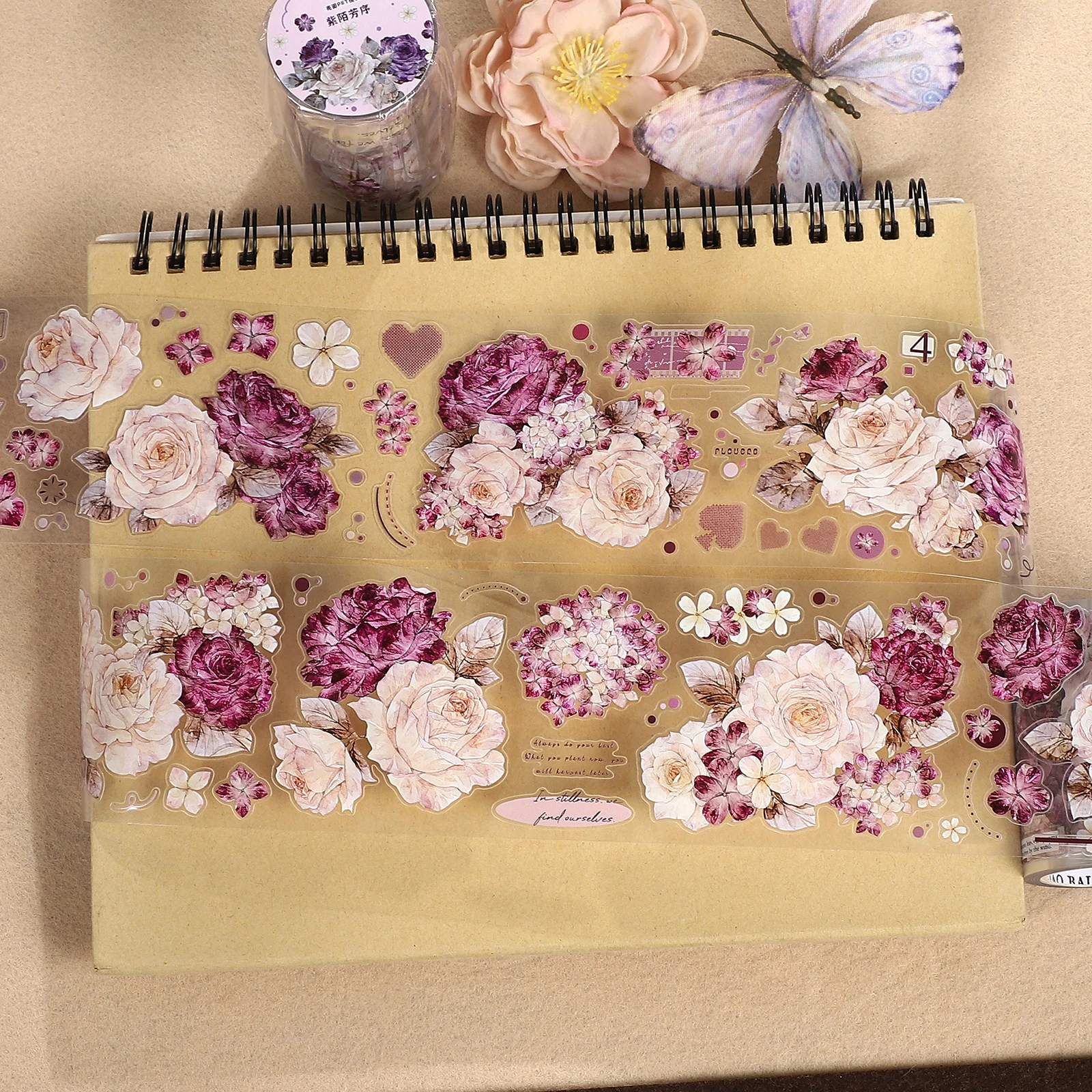 60mm*5m Vintage Flower Landscape PET Tape Creative DIY Journal Material Collage Scrapbooking Stationery
