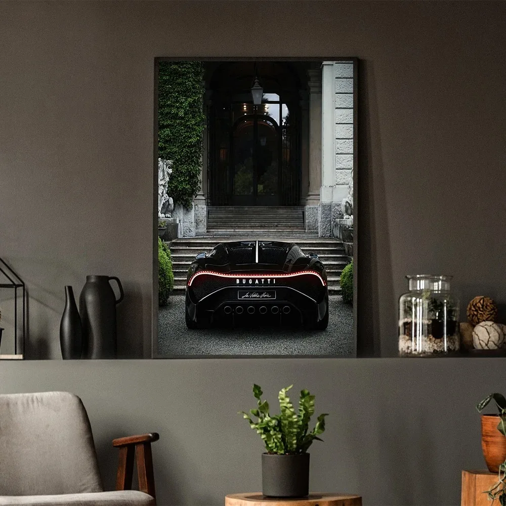 Dream Car Luxury Car Canvas Painting Super Luxury Car Wall Art Decoration Boys' Room Aesthetic Wall Decoration Bugatti Car Art