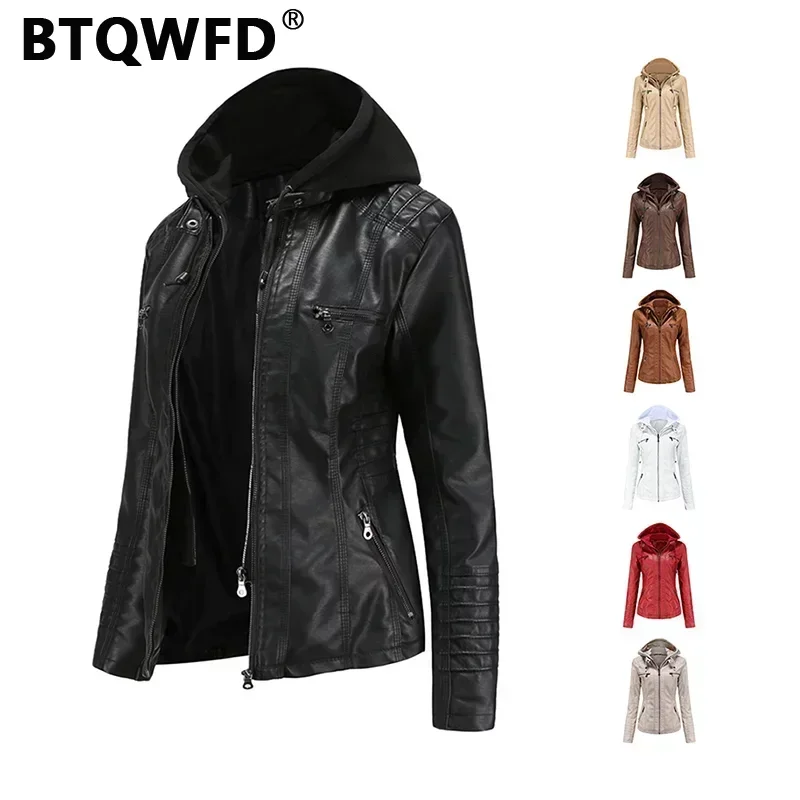 BTQWFD-abrigos con capucha extraíbles para mujer, conjunto de dos piezas con bolsillo, chaquetas, ropa femenina, moda de otoño e invierno, novedad