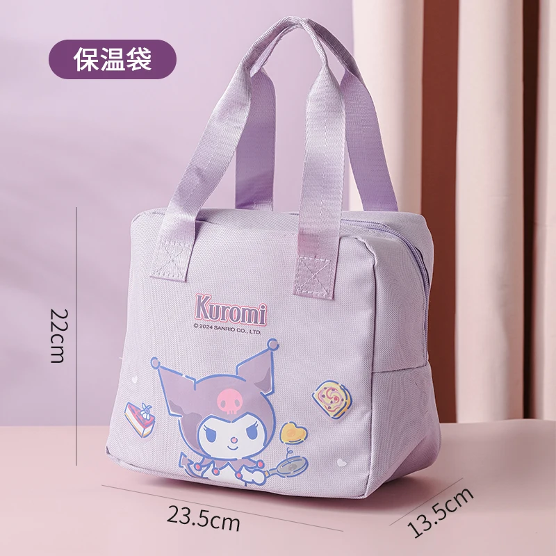 Sanrio Cartoon Kuromi Cooler Insulated Lunch Bag Cute Waterproof Storage Bags Reusable Portable Student Handbag Birthday Gifts