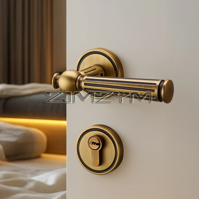 

Внутренний дверной замок, деревянный дверной замок для спальни, разделенный ретро-набор в американском стиле, бесшумный замок с ручкой