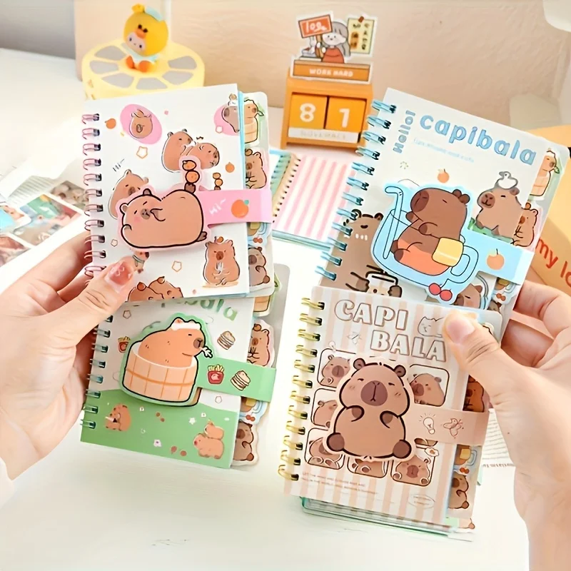1PC Random Color Capybara Spiral Notebook - Cute A7 Binder Journal for School, Office & College