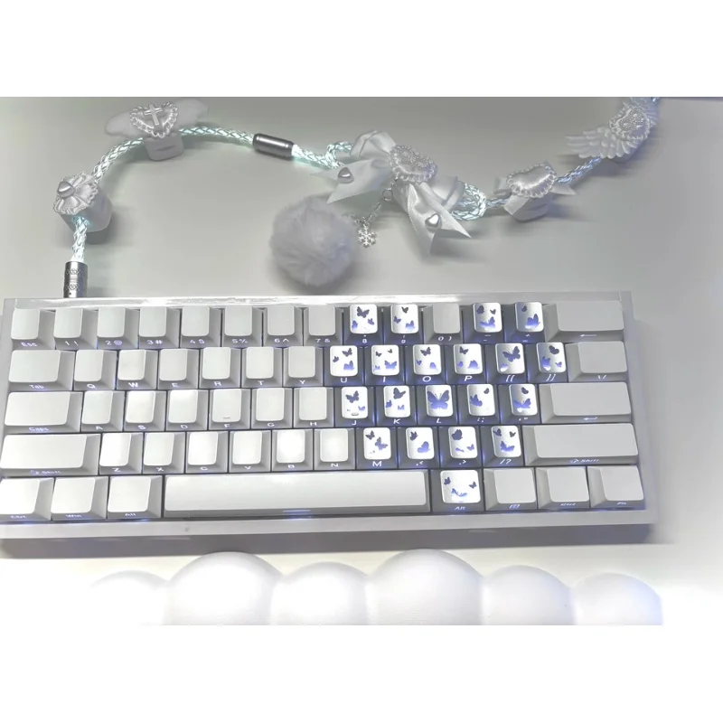 White Bow Aviation Cable Custom for Mechanical Keyboard Accessories White Light Singlecrystal Copper Aviator Cable Decoration