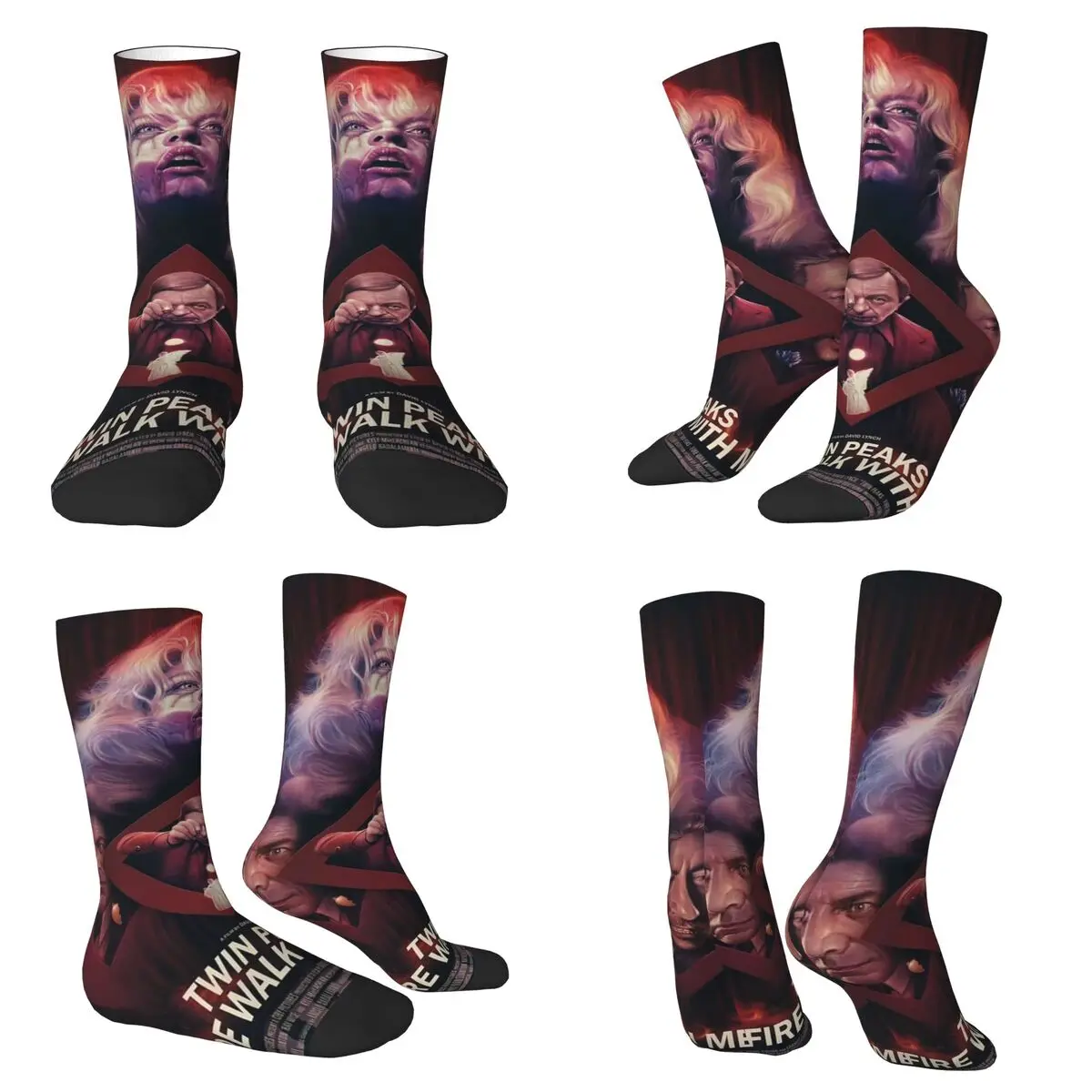 Black Lodge Twin Peaks Inspired Graphic Socks Harajuku High Quality Stockings All Season Long Socks for Man Woman