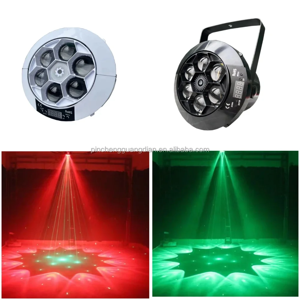 Party Smart Entertainment Disco Laser Light Numbers for Party High Sales 6*12W 4 in 1 Bee Eye 80mw Green 95 50000 85 Ip20 -20-40