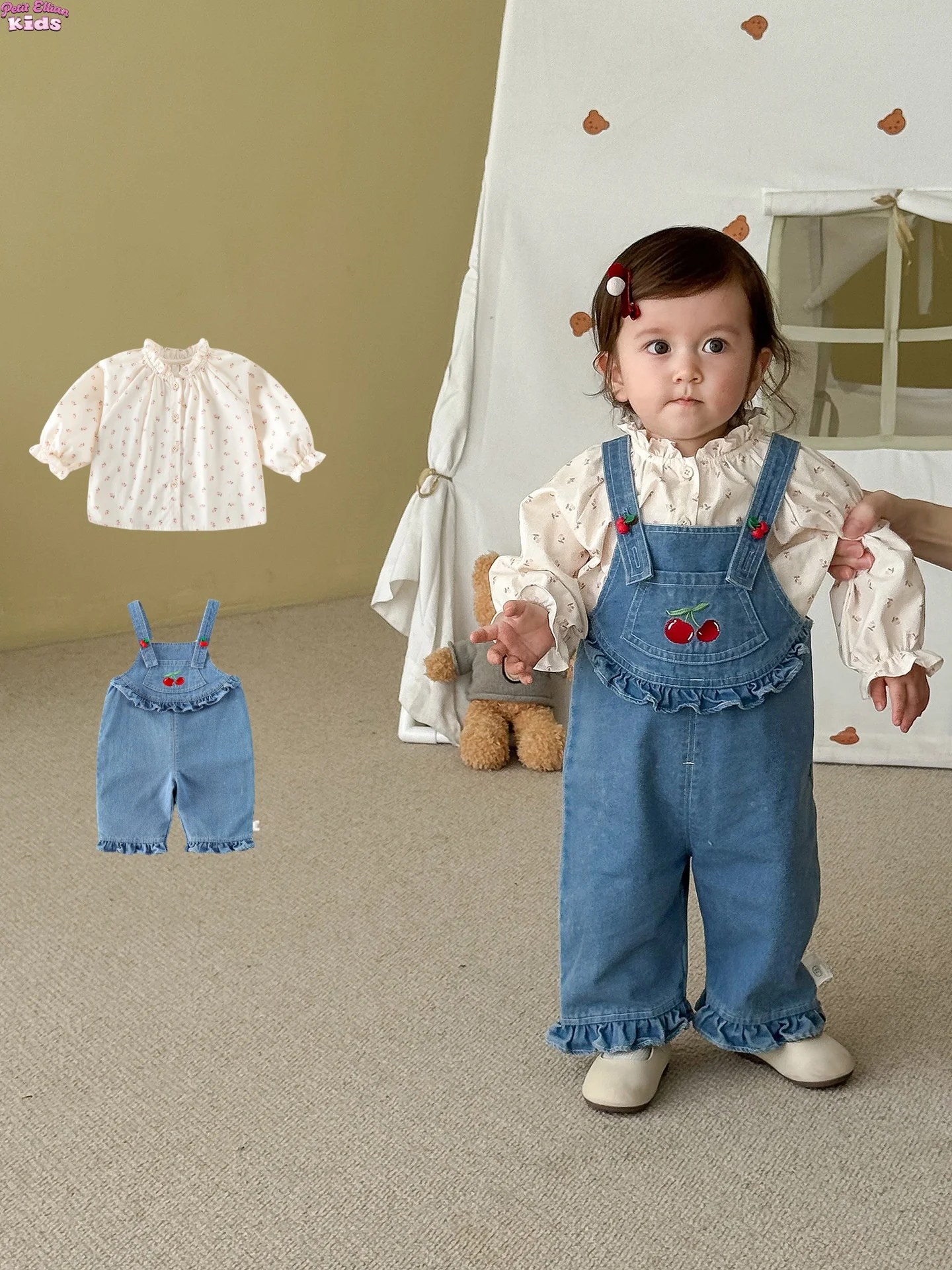 

Toddler Girl Cotton Floral Shirt Ruffle Stand Collar Long Sleeve Button Down Blouse 0-5Y Baby Girls Children Clothes Cute Outfit