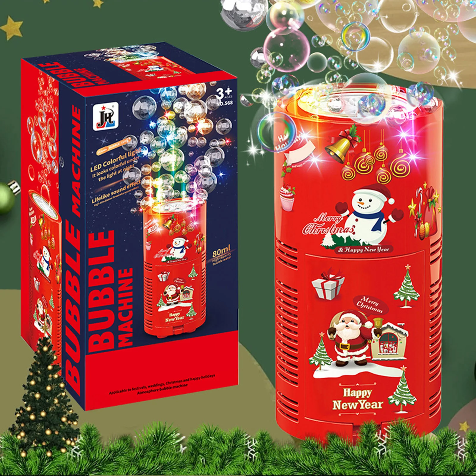 Machine à bulles souffleur de noël pour enfants, avec lumières Led éblouissantes, jouet automatique à bulles d'étincelle, Machine à bulles géante, mélange de bulles