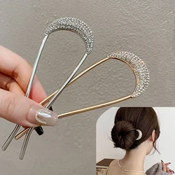 New U Shaped Hairpins Clips for Women Korean Crystal Elegant Metal Forks Vintage Pearl Styling Hairpins Hair Styling Tools Gifts