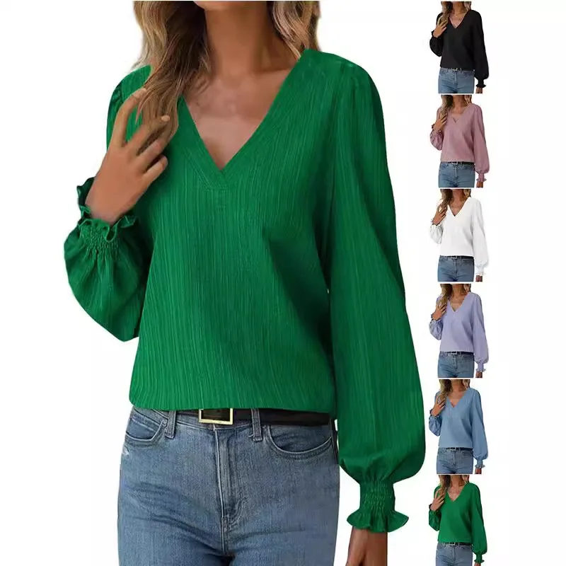 

Autumn Simple Long Sleeved Solid Color Shirt Women's Loose Top Bluzki Damskie Camisas E Blusas