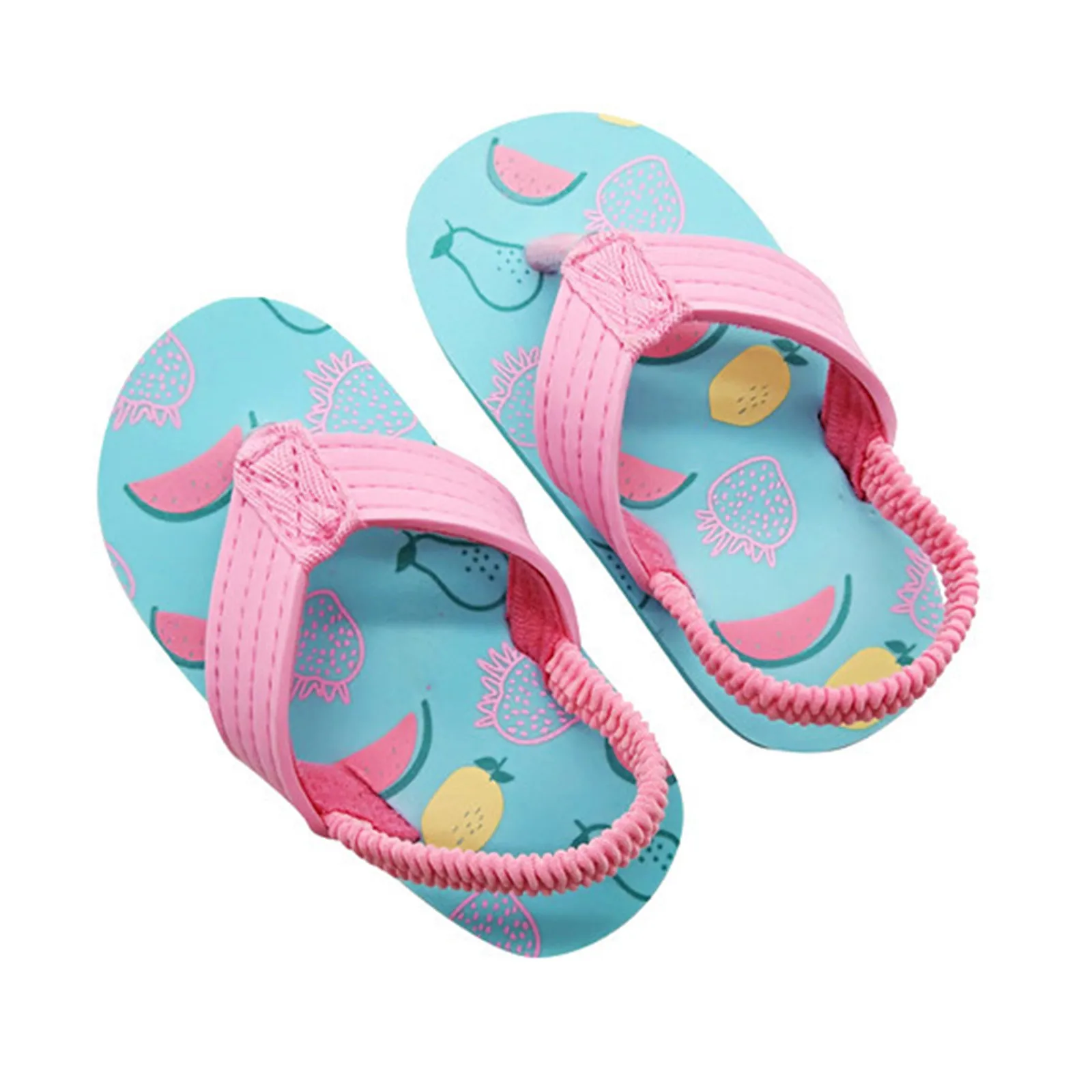 Summer Boys Girls Sandals Casual Children Kids Shoes Breathable Soft Sole Open Toe Elastic Band Beach Sandals Cute Flip Flops