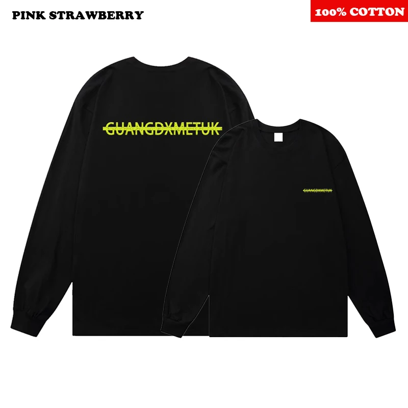 American street Long-sleeves T-shirt Men 2025 Autumn New 100% Cotton Sports Gym Black O-Neck T-shirt Loose Y2k Top Male clothing - Image 5