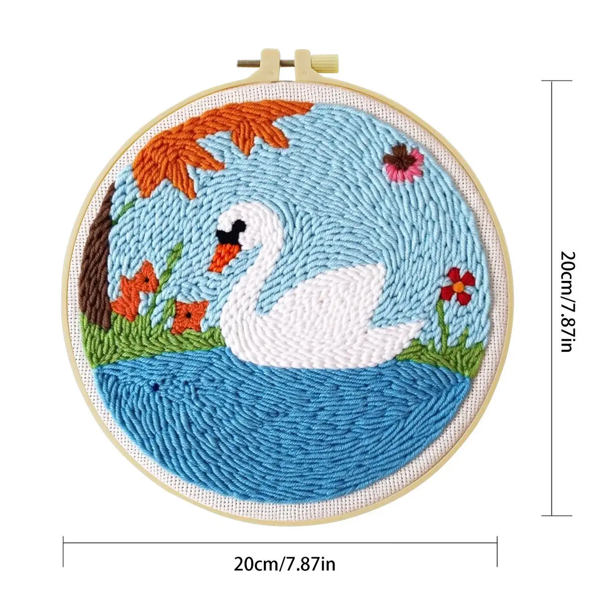 20X20CM/7,87 Zoll Tier - Schwan Stanznadel-Stickset, Stickerei, gestrickte Stickerei, DIY handgemachtes Geschenk, Nadelkunst – Detail 2