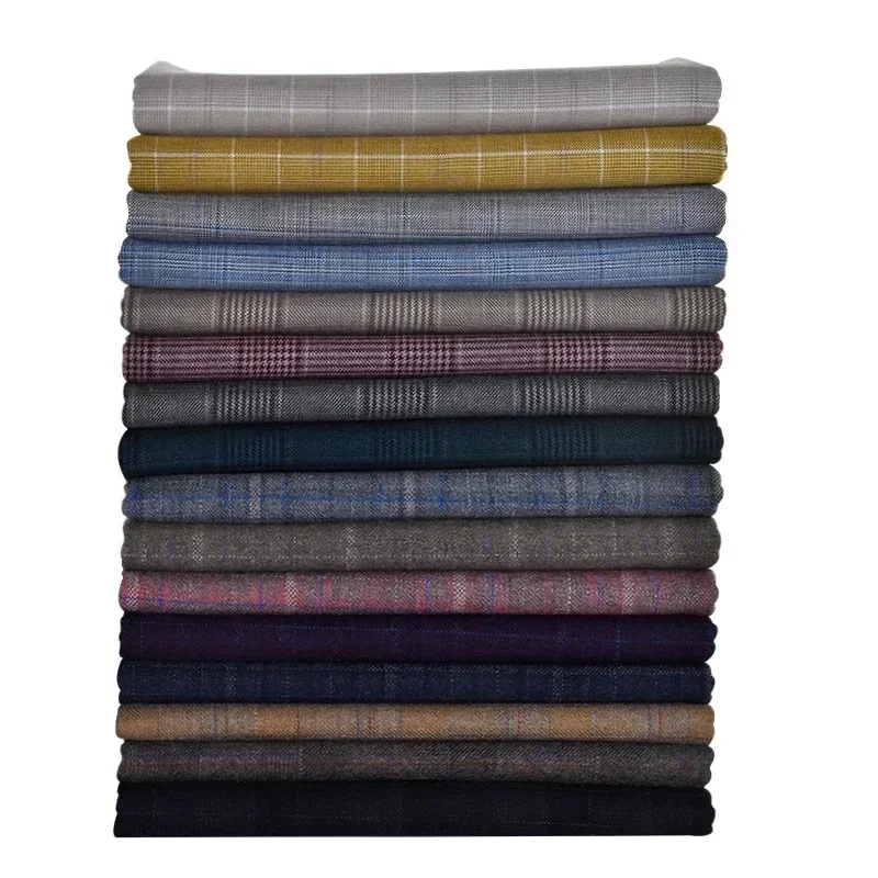 منقوشة البدلة النسيج بالمتر للمعاطف السراويل تنورة فساتين سترة Diy بها بنفسك الخياطة النمط البريطاني القماش المضادة للتجاعيد مريحة الأزرق