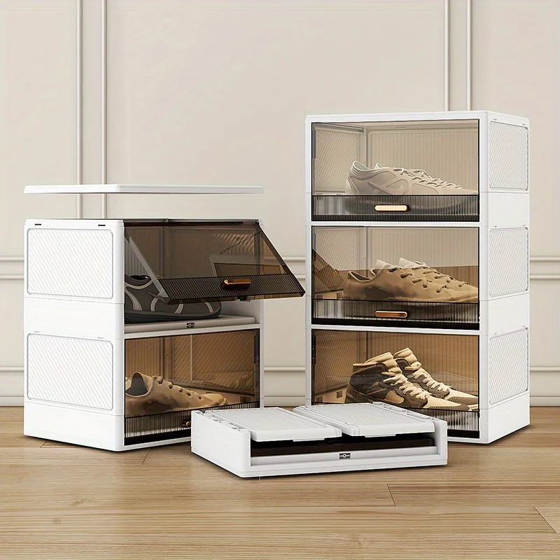 Transparent combinable shoe storage box, large storage shoe cabinet, thickened multi-layer folding shoe rack