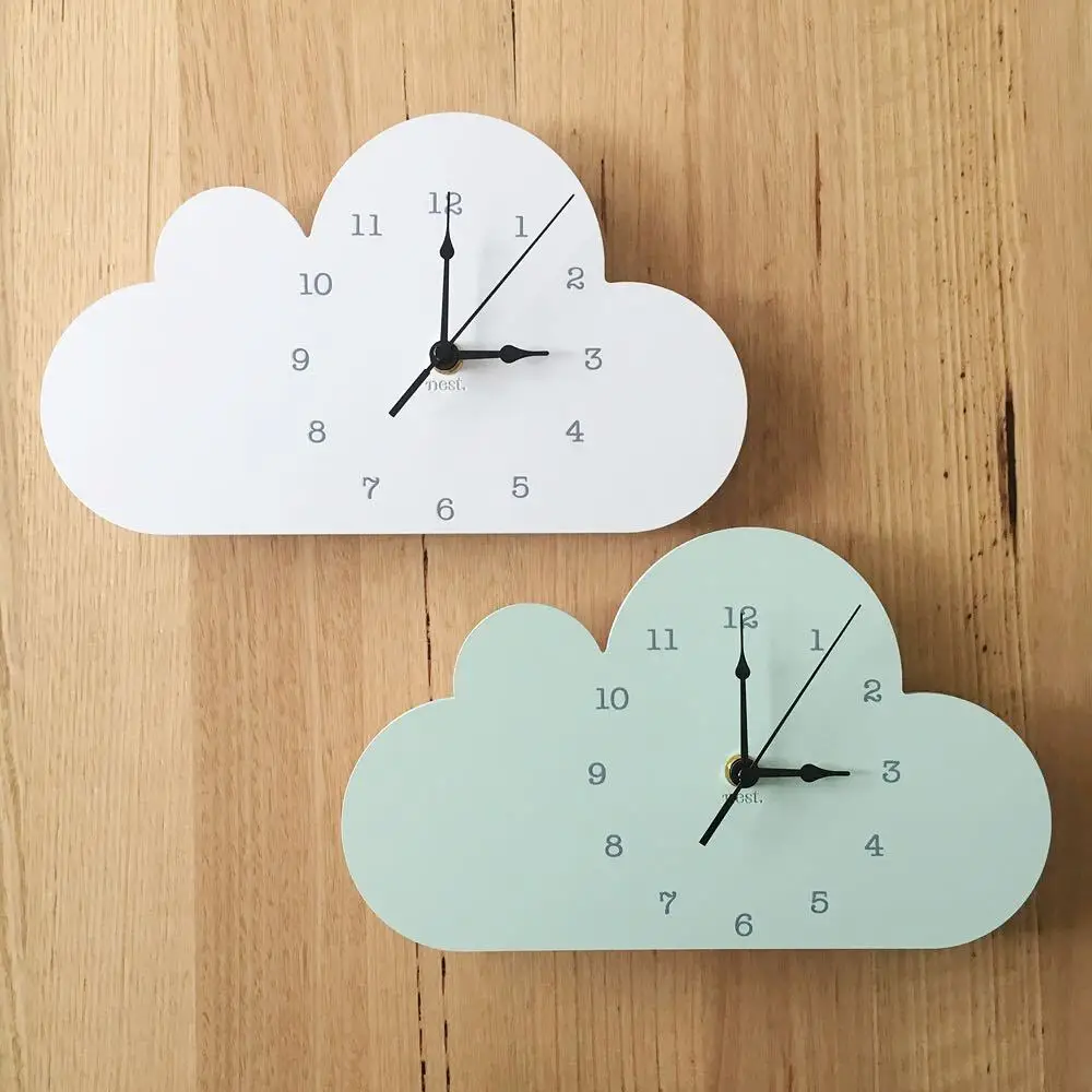 

Nordic Cute Cloud elephant shape Wall Clock Monochrome for Children kids room decoration Figurines gift Photography props 1piece