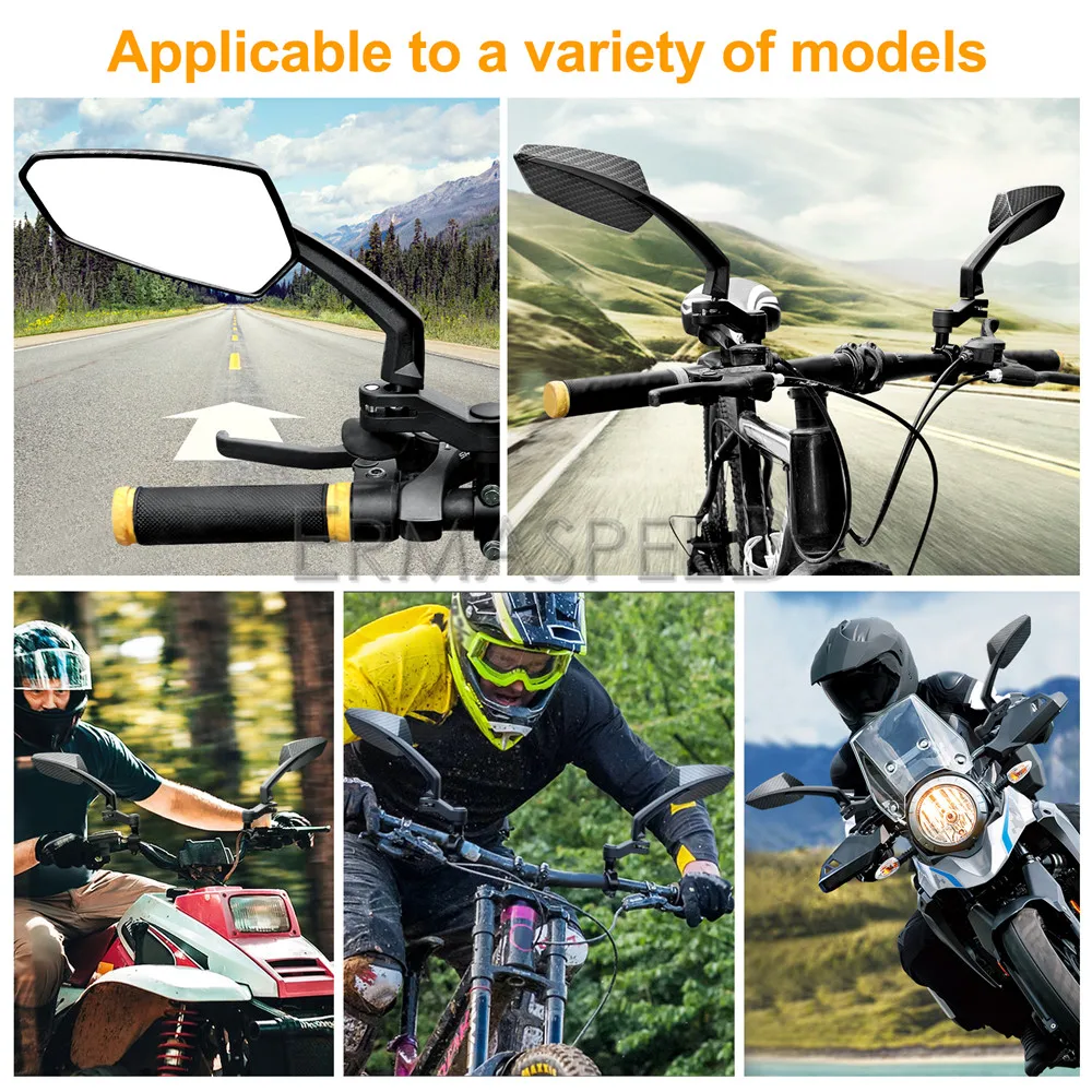 Universal Carbon Fiber Motorcycle Rear View Mirrors With 7/8\