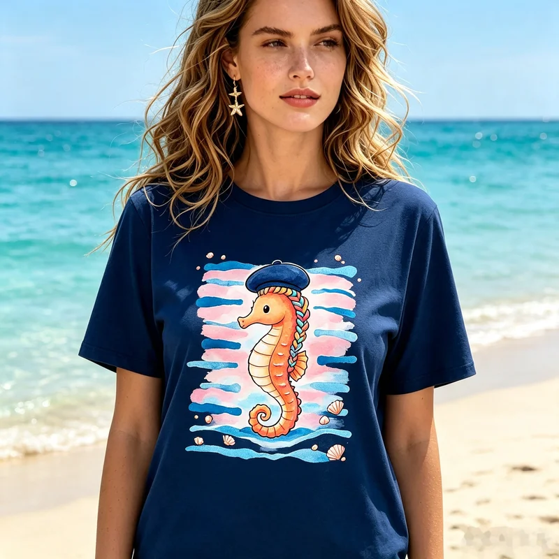 Summer Beach T-Shirts with Dove with Ocean Peace Design Crew Neck Short Sleeve Unisex Casual Tees Harajuku Y2k Top Cotton
