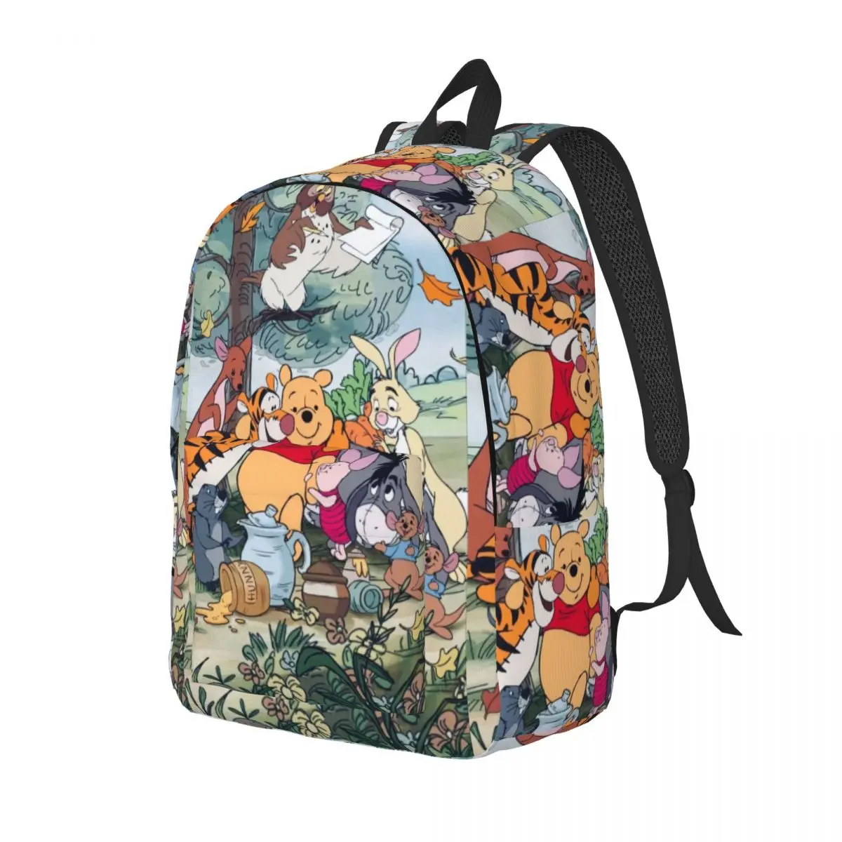 Custom 3D Printing Winnie Pooh Canvas Backpacks for Girls Boys Poohs Bear College School Travel Bags Bookbag Fits 15 Inch Laptop