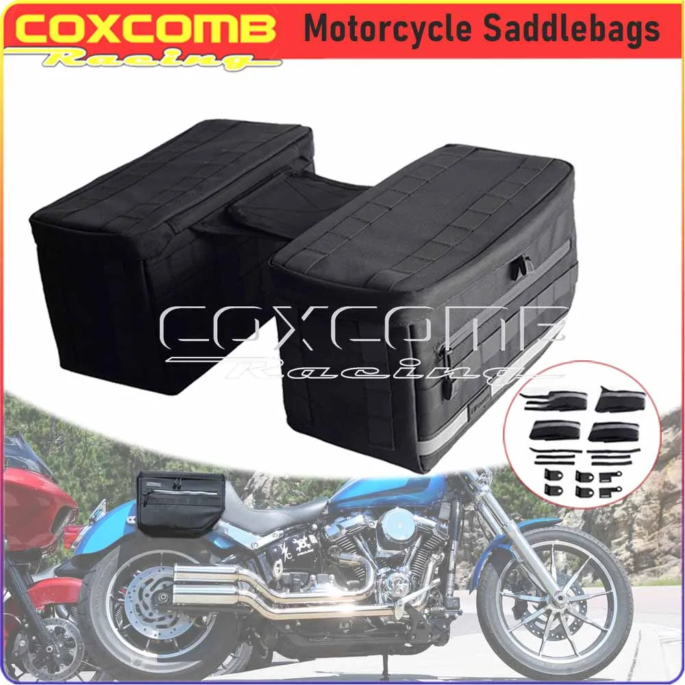 Motorcycle Saddlebag Rear Luggage Saddle Bag For Harley Softail Dyna Super Glide Sportster XL Side Travel Pack Storage Tool Bags