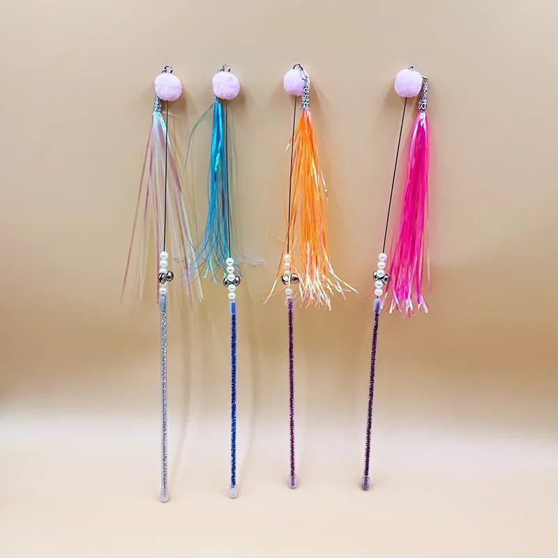 Cat Toy Feather Cats Stick Wool Ball Cat Toys Interactive Bite-resistant Toys for Cats Training Tassle Kitten Toy Pet Supplies