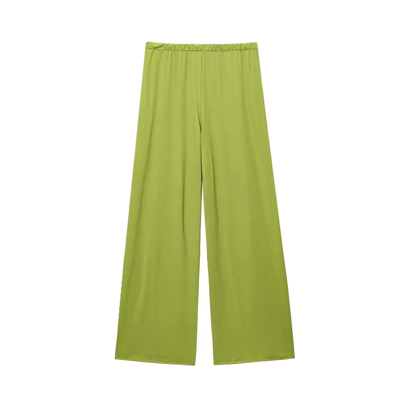 MUJER أطقم سراويل نسائية مطوي بنطال ذو قصة أرجل واسعة للنساء عادية عالية الخصر السراويل النساء السراويل الصيفية الفضفاضة امرأة 2025 بنطلون